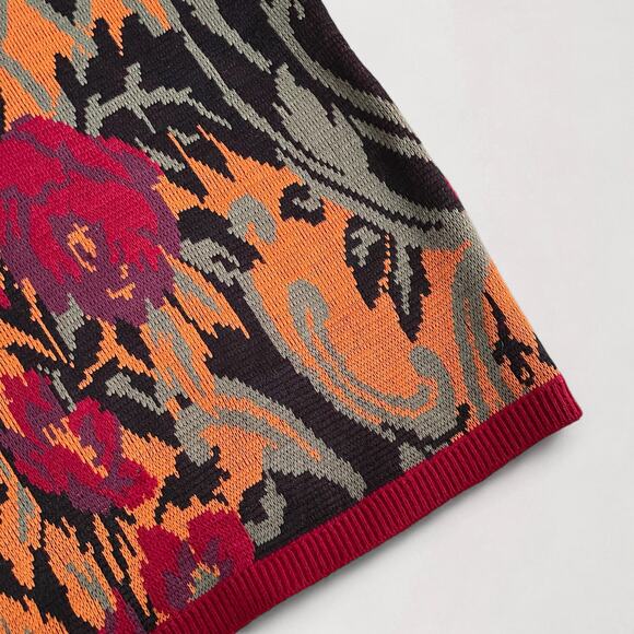 Vintage 90s Earthy Fall AOP Sweater Intarsia Made In USA Cottage Artsy Boho Cozy - Picture 6 of 9